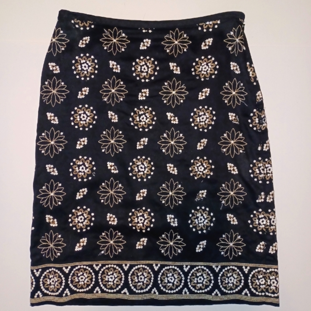 Sigrid Olsen Embroidered Sequined Straight Skirt Women's Size 2